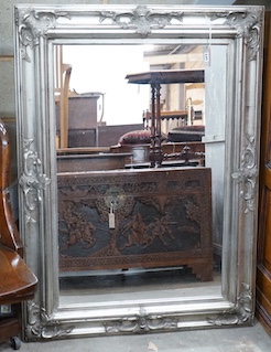 A Victorian style rectangular silvered wall mirror, width 86cm, height 118cm